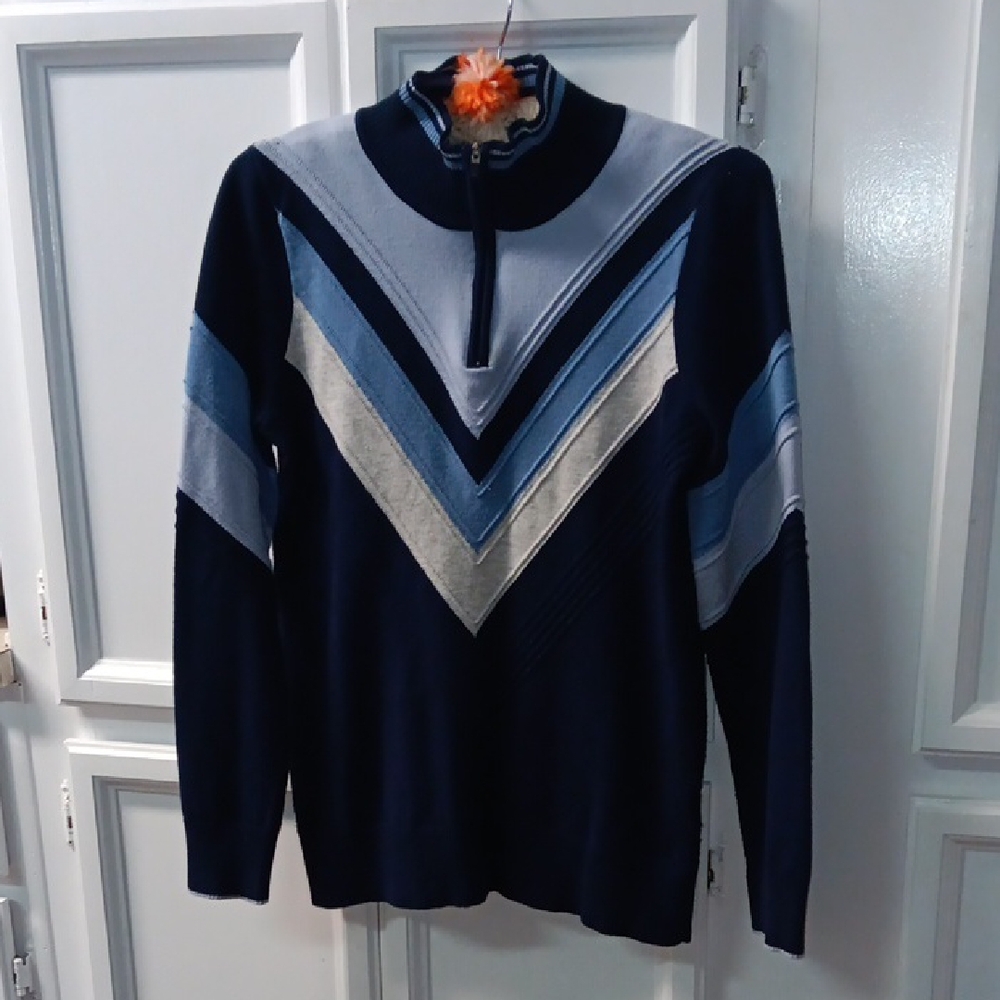 Krimson Klover Navy and Gray Turtleneck Sweater